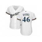 Women's Majestic Milwaukee Brewers #46 Corey Knebel Replica White Home Cool Base MLB Jersey