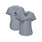 Women's Majestic Milwaukee Brewers #5 Jonathan Villar Authentic Grey Road Cool Base MLB Jersey