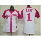 women mlb milwaukee brewers #1 hart white pink[2012]