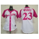 women mlb milwaukee brewers #23 weeks fielder white pink[2012]