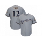 Youth Majestic Milwaukee Brewers #12 Stephen Vogt Authentic Grey Road Cool Base MLB Jersey