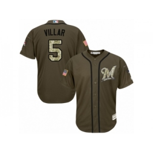 Youth Majestic Milwaukee Brewers #5 Jonathan Villar Replica Green Salute to Service MLB Jersey