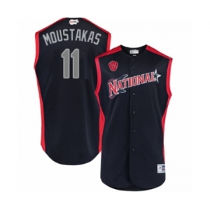Youth Milwaukee Brewers #11 Mike Moustakas Authentic Navy Blue National League 2019 Baseball All-Star Jersey