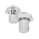 Youth Milwaukee Brewers #12 Stephen Vogt White Strip Cool Base Stitched MLB Jersey