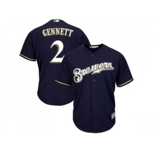 Youth Milwaukee Brewers #2 Scooter Gennett Navy blue Cool Base Stitched MLB Jersey