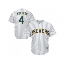 Youth Milwaukee Brewers #4 Paul Molitor White Strip Cool Base Stitched MLB Jersey