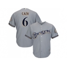 Youth Milwaukee Brewers #6 Lorenzo Cain Grey Cool Base Stitched MLB Jersey