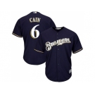 Youth Milwaukee Brewers #6 Lorenzo Cain Navy blue Cool Base Stitched MLB Jersey