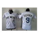 Youth mlb jerseys milwaukee brewers #9 segura white[blue strip]