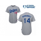 Youth Los Angeles Dodgers #14 Enrique Hernandez Authentic Grey Alternate Road Cool Base MLB Jersey