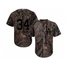 Youth Los Angeles Dodgers #34 Fernando Valenzuela Camo Realtree Collection Cool Base Stitched MLB Jersey