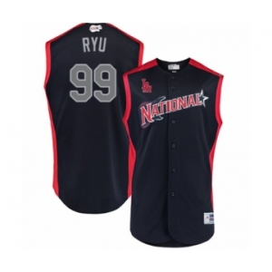 Youth Los Angeles Dodgers #99 Hyun-Jin Ryu Authentic Navy Blue National League 2019 Baseball All-Star Jersey