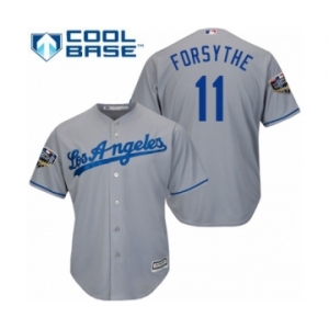 Youth Majestic Los Angeles Dodgers #11 Logan Forsythe Authentic Grey Road Cool Base 2018 World Series MLB Jersey