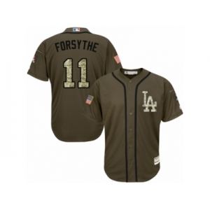 Youth Majestic Los Angeles Dodgers #11 Logan Forsythe Replica Green Salute to Service MLB Jersey