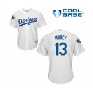 Youth Majestic Los Angeles Dodgers #13 Max Muncy Authentic White Home Cool Base 2018 World Series MLB Jersey