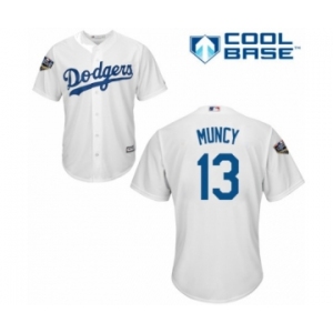 Youth Majestic Los Angeles Dodgers #13 Max Muncy Authentic White Home Cool Base 2018 World Series MLB Jersey