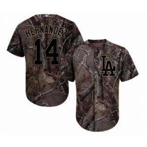 Youth Majestic Los Angeles Dodgers #14 Enrique Hernandez Authentic Camo Realtree Collection Flex Base MLB Jersey