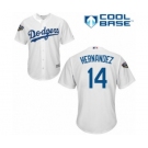 Youth Majestic Los Angeles Dodgers #14 Enrique Hernandez Authentic White Home Cool Base 2018 World Series MLB Jersey