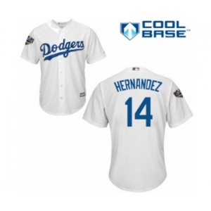 Youth Majestic Los Angeles Dodgers #14 Enrique Hernandez Authentic White Home Cool Base 2018 World Series MLB Jersey