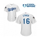 Youth Majestic Los Angeles Dodgers #16 Andre Ethier Authentic White Home Cool Base 2018 World Series MLB Jersey