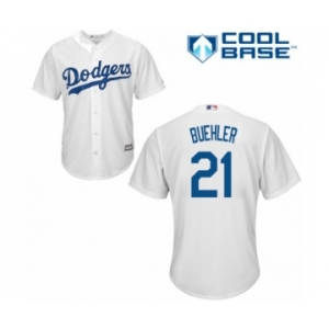 Youth Majestic Los Angeles Dodgers #21 Walker Buehler Authentic White Home Cool Base MLB Jersey