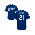 Youth Majestic Los Angeles Dodgers #21 Yu Darvish Replica Royal Blue Alternate 2017 World Series Bound Cool Base MLB Jersey