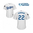 Youth Majestic Los Angeles Dodgers #22 Clayton Kershaw Authentic White Home Cool Base 2018 World Series MLB Jersey