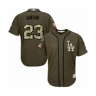 Youth Majestic Los Angeles Dodgers #23 Kirk Gibson Authentic Green Salute to Service 2018 World Series MLB Jersey