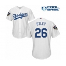 Youth Majestic Los Angeles Dodgers #26 Chase Utley Authentic White Home Cool Base 2018 World Series MLB Jersey