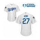 Youth Majestic Los Angeles Dodgers #27 Matt Kemp Authentic White Home Cool Base 2018 World Series MLB Jersey