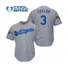 Youth Majestic Los Angeles Dodgers #3 Chris Taylor Authentic Grey Road Cool Base 2018 World Series MLB Jersey