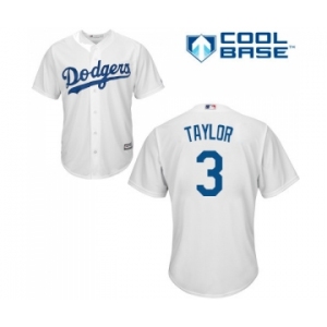 Youth Majestic Los Angeles Dodgers #3 Chris Taylor Authentic White Home Cool Base MLB Jersey