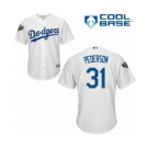 Youth Majestic Los Angeles Dodgers #31 Joc Pederson Authentic White Home Cool Base 2018 World Series MLB Jersey