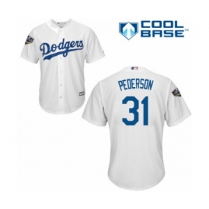 Youth Majestic Los Angeles Dodgers #31 Joc Pederson Authentic White Home Cool Base 2018 World Series MLB Jersey