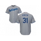 Youth Majestic Los Angeles Dodgers #31 Mike Piazza Replica Grey Road 2017 World Series Bound Cool Base MLB Jersey