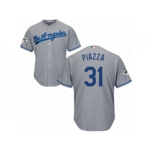 Youth Majestic Los Angeles Dodgers #31 Mike Piazza Replica Grey Road 2017 World Series Bound Cool Base MLB Jersey