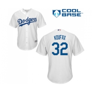 Youth Majestic Los Angeles Dodgers #32 Sandy Koufax Authentic White Home Cool Base MLB Jersey