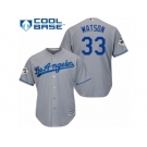 Youth Majestic Los Angeles Dodgers #33 Tony Watson Replica Grey Road 2017 World Series Bound Cool Base MLB Jersey