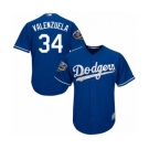 Youth Majestic Los Angeles Dodgers #34 Fernando Valenzuela Authentic Royal Blue Cool Base 2018 World Series MLB Jersey