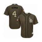 Youth Majestic Los Angeles Dodgers #4 Babe Herman Authentic Green Salute to Service 2018 World Series MLB Jersey