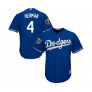 Youth Majestic Los Angeles Dodgers #4 Babe Herman Authentic Royal Blue Alternate Cool Base 2018 World Series MLB Jersey