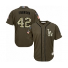 Youth Majestic Los Angeles Dodgers #42 Jackie Robinson Authentic Green Salute to Service 2018 World Series MLB Jersey
