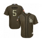 Youth Majestic Los Angeles Dodgers #5 Corey Seager Authentic Green Salute to Service 2018 World Series MLB Jersey