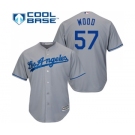 Youth Majestic Los Angeles Dodgers #57 Alex Wood Authentic Grey Road Cool Base MLB Jersey