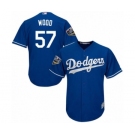 Youth Majestic Los Angeles Dodgers #57 Alex Wood Authentic Royal Blue Alternate Cool Base 2018 World Series MLB Jersey