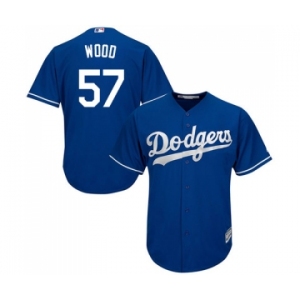 Youth Majestic Los Angeles Dodgers #57 Alex Wood Authentic Royal Blue Alternate Cool Base MLB Jersey
