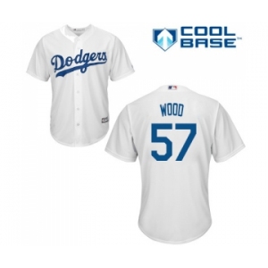 Youth Majestic Los Angeles Dodgers #57 Alex Wood Authentic White Home Cool Base MLB Jersey