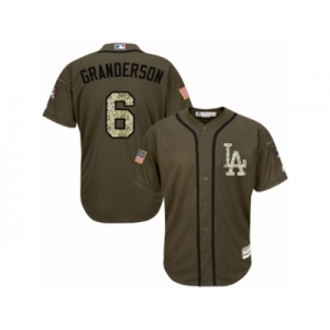 Youth Majestic Los Angeles Dodgers #6 Curtis Granderson Replica Green Salute to Service MLB Jersey