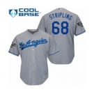 Youth Majestic Los Angeles Dodgers #68 Ross Stripling Authentic Grey Road Cool Base 2018 World Series MLB Jersey