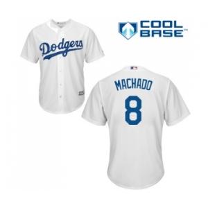 Youth Majestic Los Angeles Dodgers #8 Manny Machado Authentic White Home Cool Base MLB Jersey